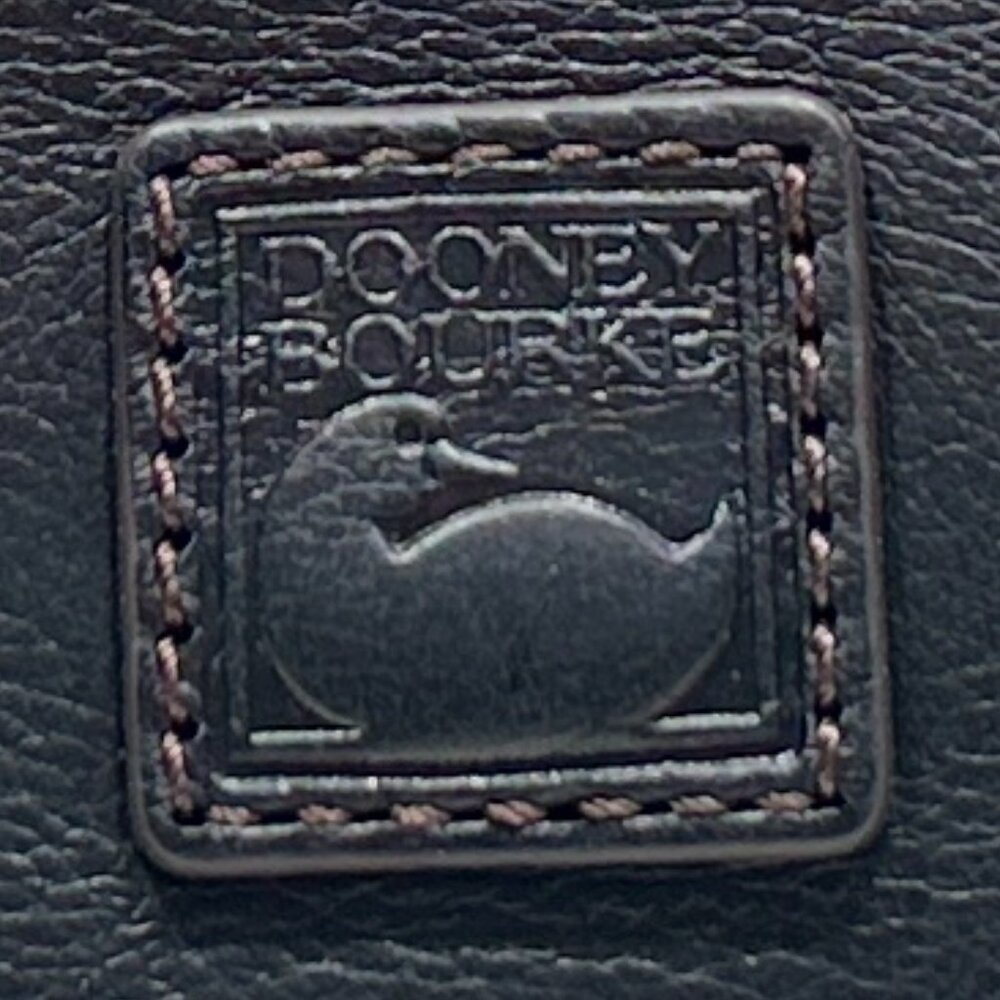 Dooney & Bourke Black Pebble Grain Zip Sac w/ With Custom Striped Web Strap - Picture 12 of 12